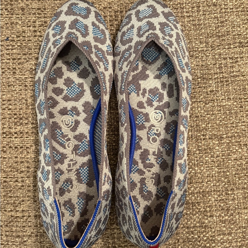 Rothy's Women's Geometric Blue and Tan Flats